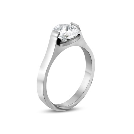 Stainless Steel CZ Cathedral Setting Ring - Click Image to Close